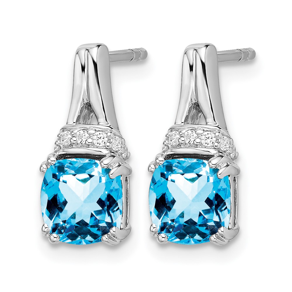 10k White Gold Blue Topaz and Diamond Earrings - 1 10k White Gold Blue Topaz and Diamond Earrings - 1