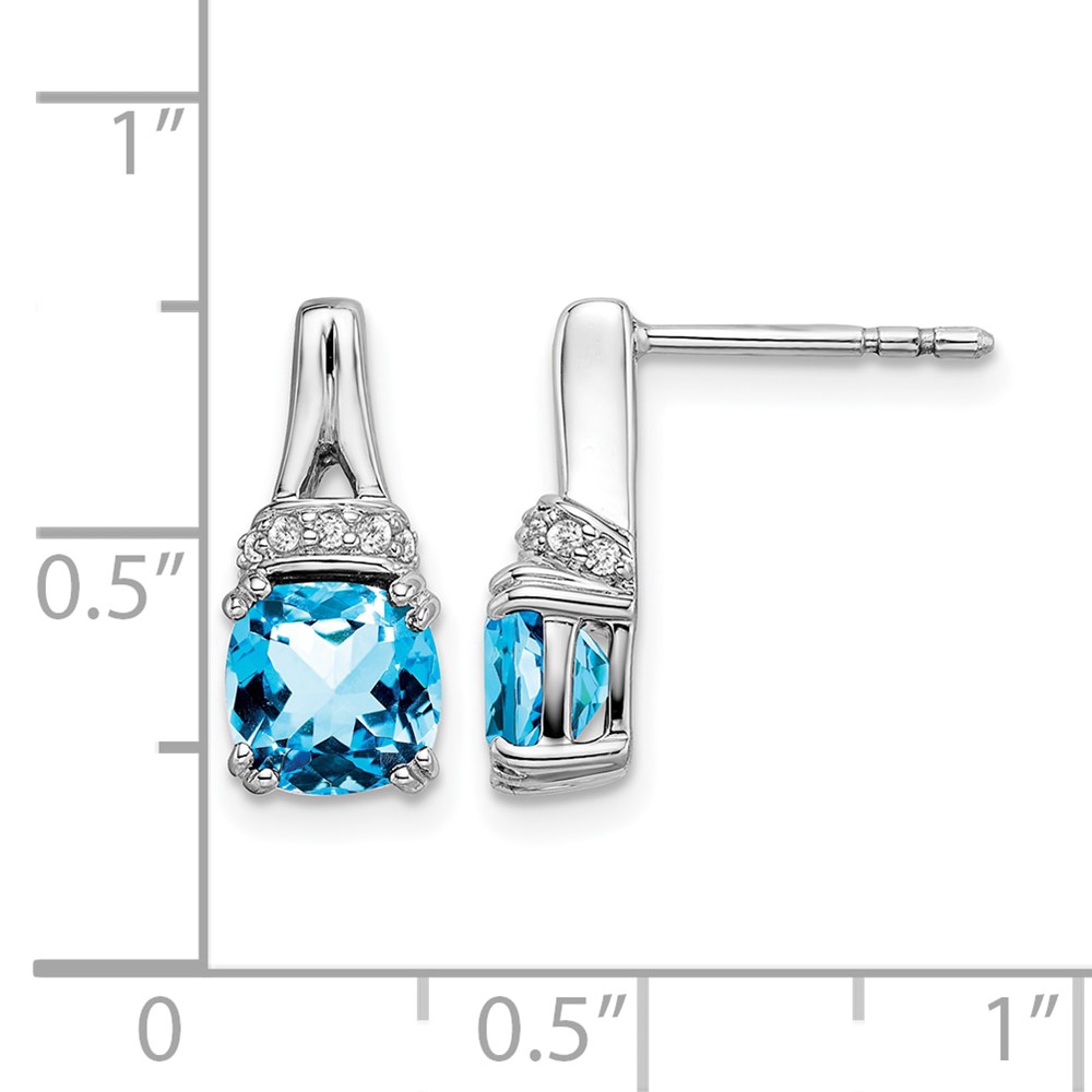 10k White Gold Blue Topaz and Diamond Earrings - 3 10k White Gold Blue Topaz and Diamond Earrings - 3