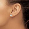 14k White Gold 5mm Cushion Lab Created Opal and Diamond Square Halo Post Earrings - 2