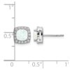 14k White Gold 5mm Cushion Lab Created Opal and Diamond Square Halo Post Earrings - 3