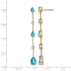 14k Pear Blue Topaz and White Topaz Dangle Chain Post Earrings - 3