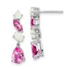 14k White Gold Lab Created Pink Sapphire and Opal Dangle Post Earrings - 0 14k White Gold Lab Created Pink Sapphire and Opal Dangle Post Earrings - 0