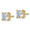 14k 2 carat Certified Lab Grown Diamond VS+ F+ Cushion Complete Four Prong Stud Earrings - 1 14k 2 carat Certified Lab Grown Diamond VS+ F+ Cushion Complete Four Prong Stud Earrings - 1