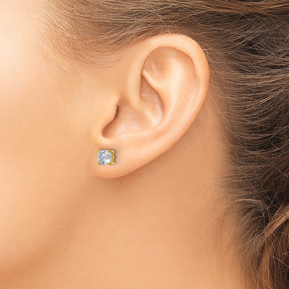 14k 2 carat Certified Lab Grown Diamond VS+ F+ Cushion Complete Four Prong Stud Earrings - 2 14k 2 carat Certified Lab Grown Diamond VS+ F+ Cushion Complete Four Prong Stud Earrings - 2