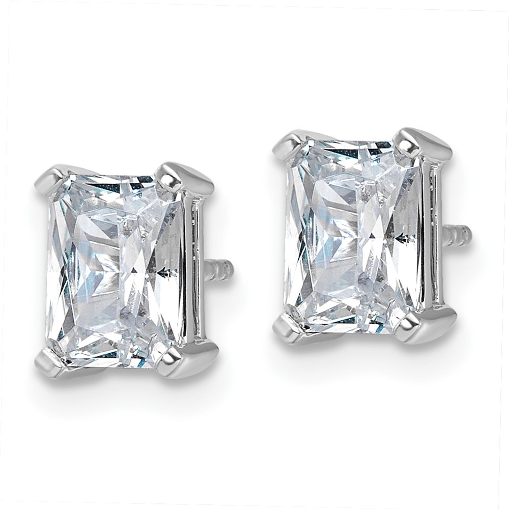 14k White Gold 3 carat Lab Grown Diamond VS+ F+ Radiant Complete Four Prong Stud Earrings - 1 14k White Gold 3 carat Lab Grown Diamond VS+ F+ Radiant Complete Four Prong Stud Earrings - 1