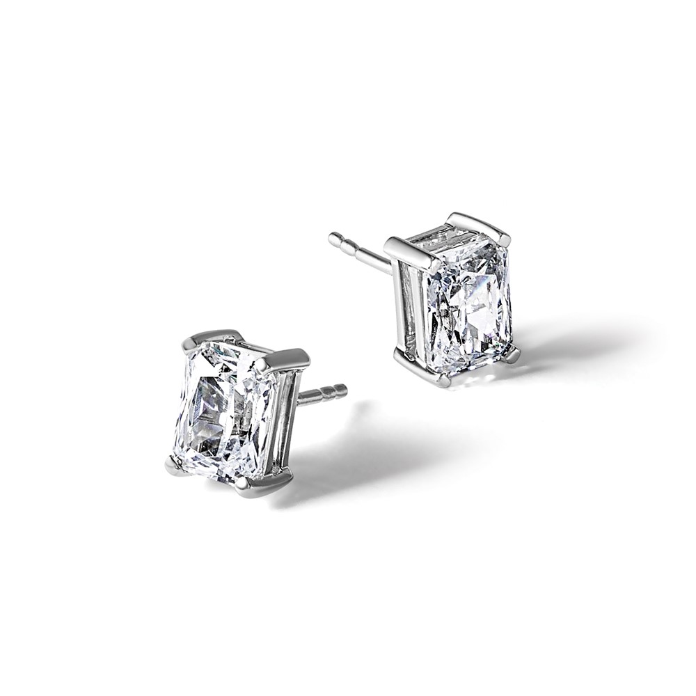 14k White Gold 3 carat Lab Grown Diamond VS+ F+ Radiant Complete Four Prong Stud Earrings - 4 14k White Gold 3 carat Lab Grown Diamond VS+ F+ Radiant Complete Four Prong Stud Earrings - 4