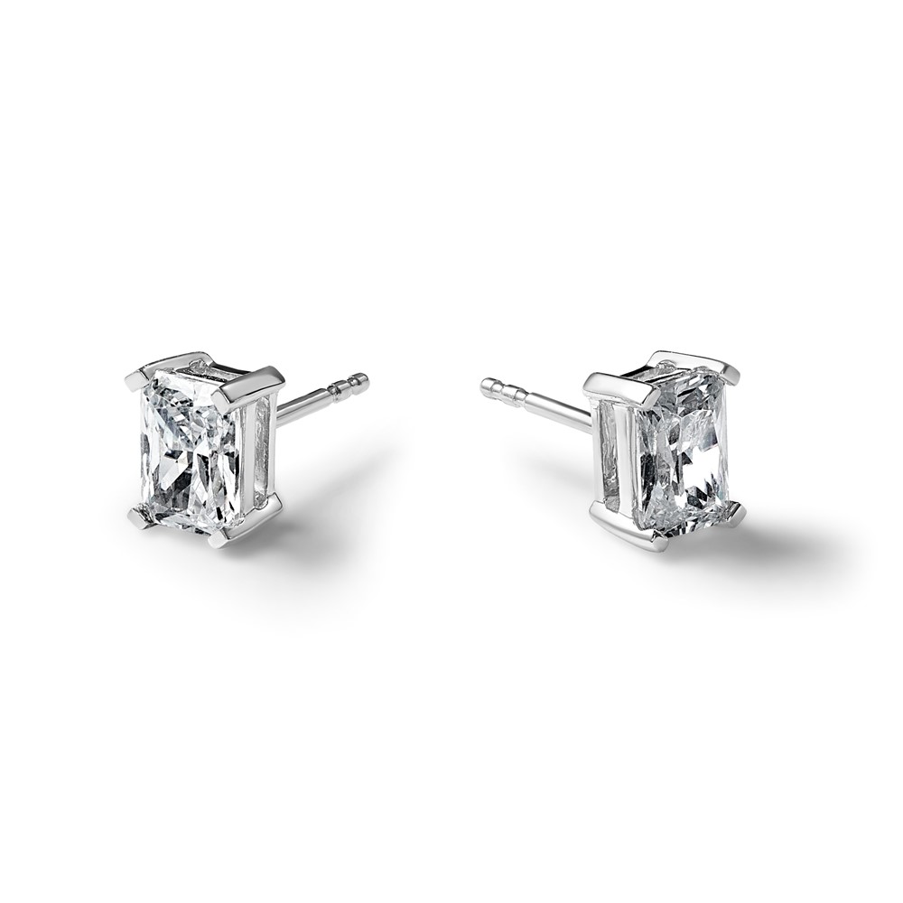 14k White Gold 3 carat Lab Grown Diamond VS+ F+ Radiant Complete Four Prong Stud Earrings - 5 14k White Gold 3 carat Lab Grown Diamond VS+ F+ Radiant Complete Four Prong Stud Earrings - 5