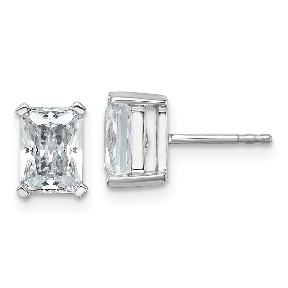 14k White Gold 3 carat Lab Grown Diamond VS+ F+ Radiant Complete Four Prong Stud Earrings - 0 14k White Gold 3 carat Lab Grown Diamond VS+ F+ Radiant Complete Four Prong Stud Earrings - 0