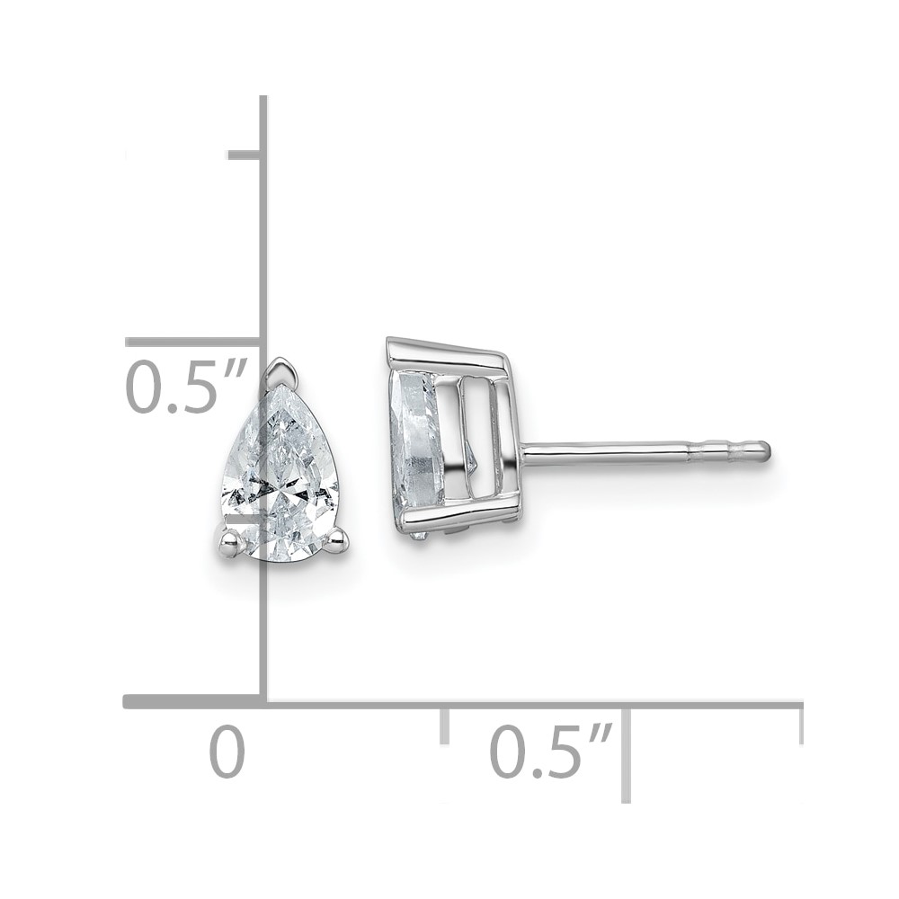 14k White Gold 1 carat Lab Grown Diamond VS/SI+ G+ Complete Pear Three Prong Stud Earrings - 3 14k White Gold 1 carat Lab Grown Diamond VS/SI+ G+ Complete Pear Three Prong Stud Earrings - 3