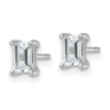 14k White Gold 1 carat Lab Grown Diamond VS+ F+ Emerald Complete Four Prong Stud Earrings - 1 14k White Gold 1 carat Lab Grown Diamond VS+ F+ Emerald Complete Four Prong Stud Earrings - 1