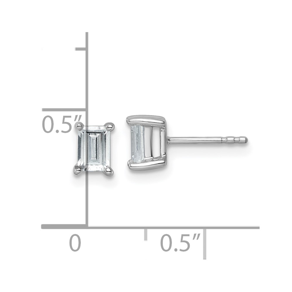 14k White Gold 1 carat Lab Grown Diamond VS+ F+ Emerald Complete Four Prong Stud Earrings - 3 14k White Gold 1 carat Lab Grown Diamond VS+ F+ Emerald Complete Four Prong Stud Earrings - 3