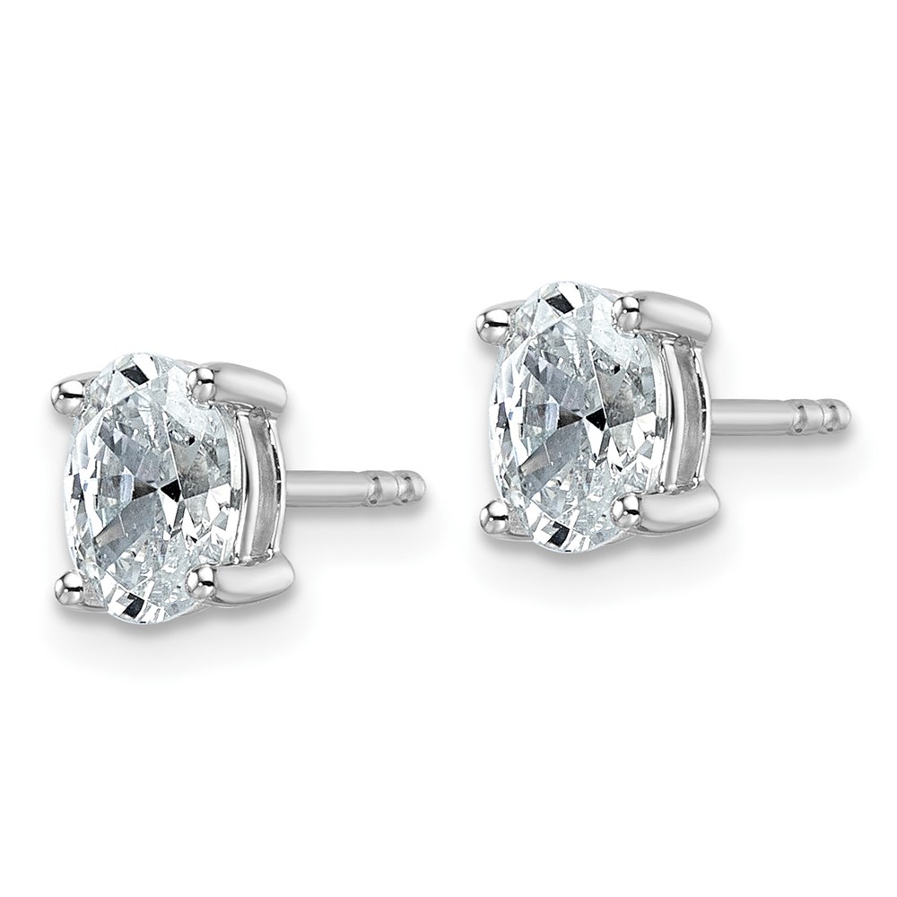 14k White Gold 1 carat Certified Lab Grown Diamond VS+ F+ Complete Oval Four Prong Stud Earrings - 1 14k White Gold 1 carat Certified Lab Grown Diamond VS+ F+ Complete Oval Four Prong Stud Earrings - 1