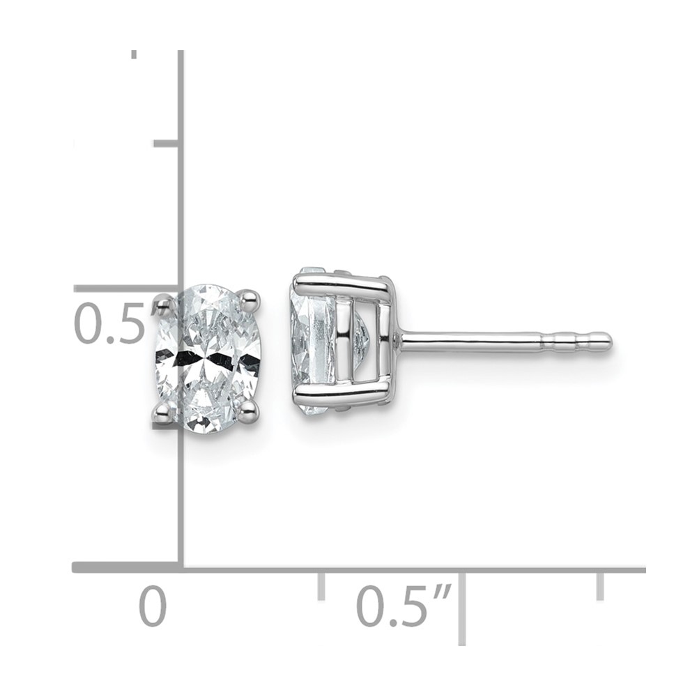 14k White Gold 1 carat Certified Lab Grown Diamond VS+ F+ Complete Oval Four Prong Stud Earrings - 3 14k White Gold 1 carat Certified Lab Grown Diamond VS+ F+ Complete Oval Four Prong Stud Earrings - 3
