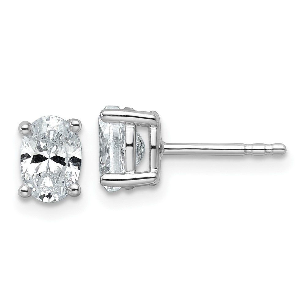 14k White Gold 1 carat Certified Lab Grown Diamond VS+ F+ Complete Oval Four Prong Stud Earrings - 0 14k White Gold 1 carat Certified Lab Grown Diamond VS+ F+ Complete Oval Four Prong Stud Earrings - 0