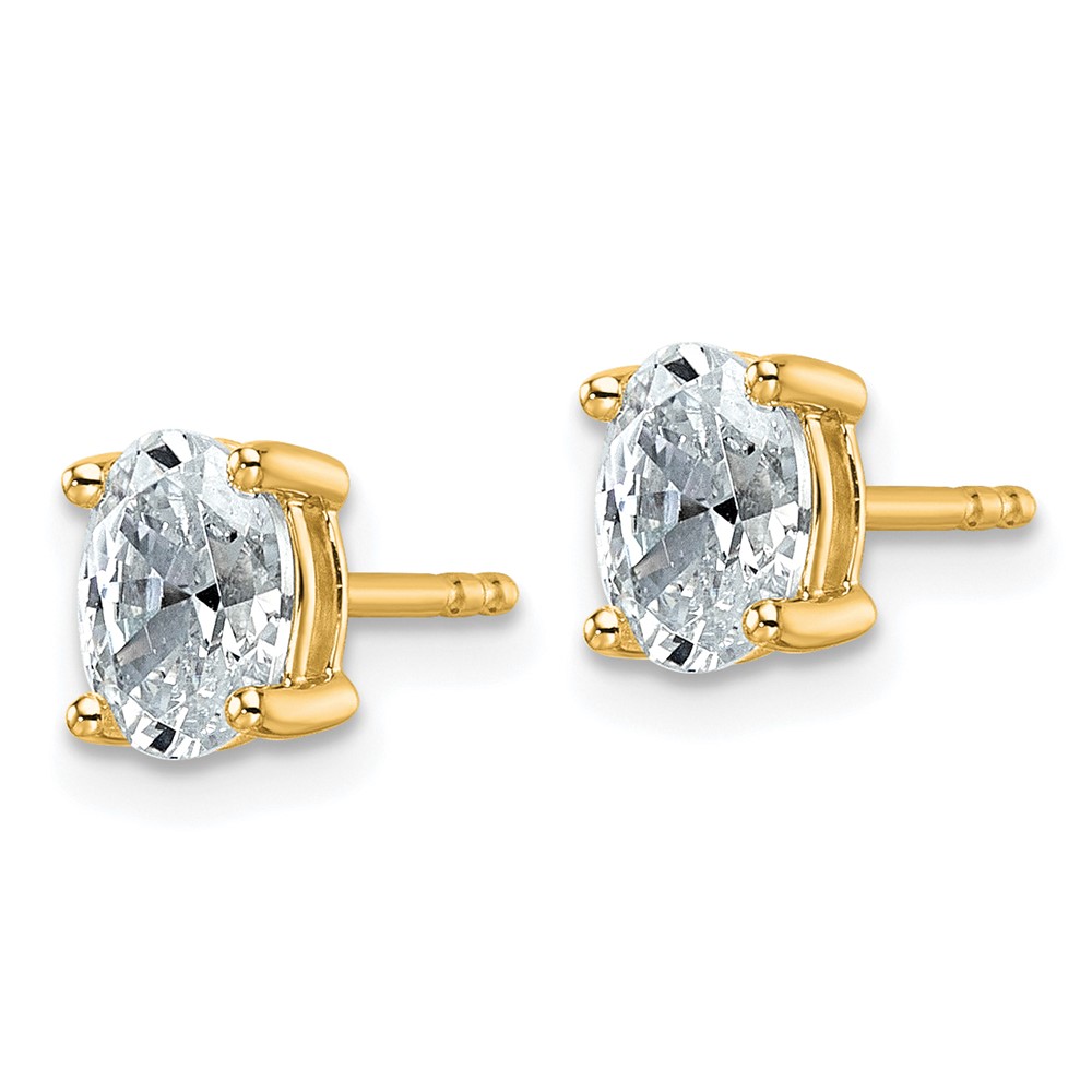 14k 1 carat Lab Grown Diamond VS+ F+ Complete Oval Four Prong Stud Earrings - 1 14k 1 carat Lab Grown Diamond VS+ F+ Complete Oval Four Prong Stud Earrings - 1