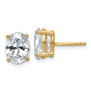 14k 3 carat Lab Grown Diamond VS/SI+ G+ Complete Oval Four Prong Stud Earrings - 0