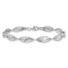 14k White Gold Oval Filigree Diamond-cut 7.25 inch Bracelet - 2