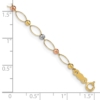 14K Tri-color Oval Link with Mirror Beads 7 inch Bracelet - 2