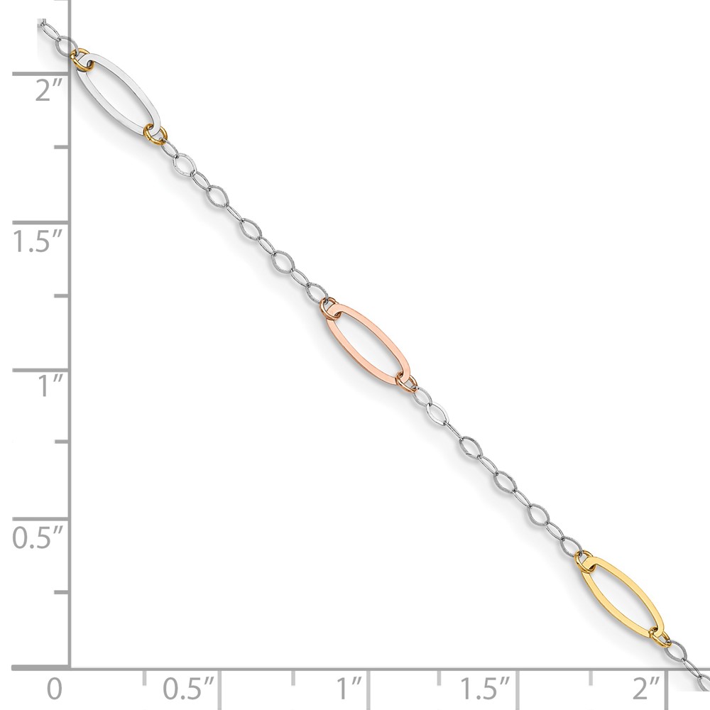 14K Tri-color Oval Link 7.5 inch Bracelet - 2 14K Tri-color Oval Link 7.5 inch Bracelet - 2