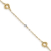 14k Two-tone Love Knots and Beads on Small Heart Link 7.5 inch Bracelet - 0