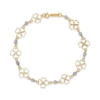 14k Two-tone Diamond-cut Open 4-Leaf Clovers and Beads 7.5 inch Bracelet - 3
