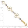 14k Two-tone Diamond-cut Open 4-Leaf Clovers and Beads 7.5 inch Bracelet - 2