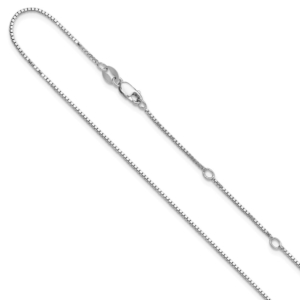 SS Rh-plated .95mm Box 1in+1in Adjustable Chain - 0