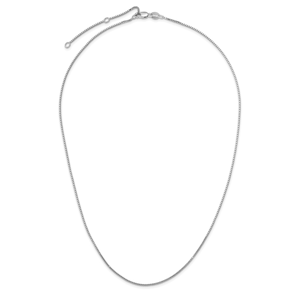 SS Rh-plated .95mm Box 1in+1in Adjustable Chain - 1