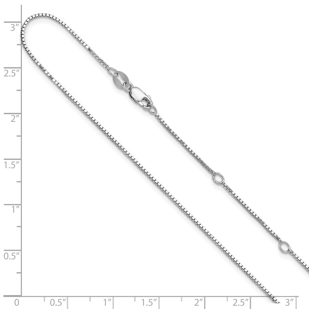 SS Rh-plated .95mm Box 1in+1in Adjustable Chain - 2
