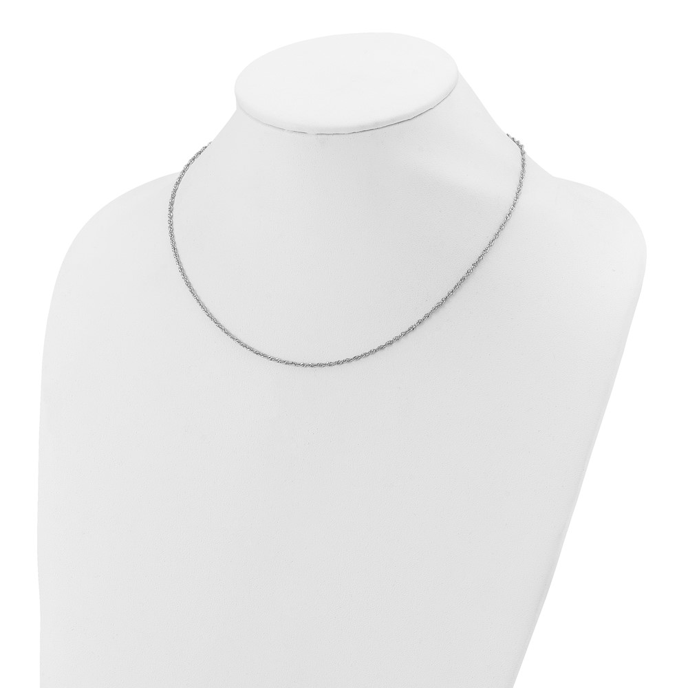 Sterling Silver Rh-plated 1.6mm Singapore 1in+1in Adjustable Chain - 4