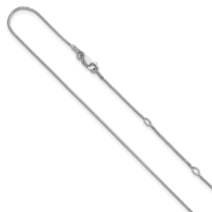 SS Rh-plat .95mm Round Snake 1in+1in Adjustable Chain - 0