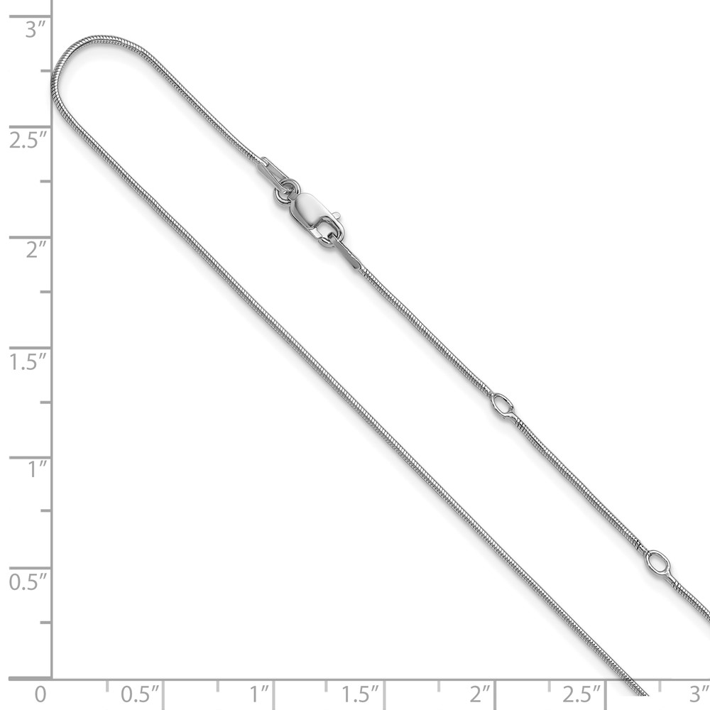 SS Rh-plat .95mm Round Snake 1in+1in Adjustable Chain - 5