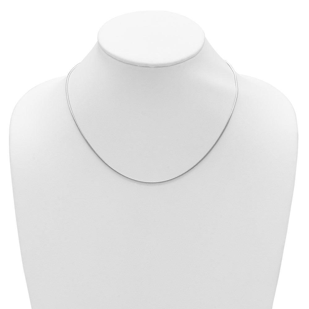 SS Rh-plat 1.4mm Round Snake 1in+1in Adjustable Chain - 4