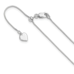 Sterling Silver RH-plated Adjustable .85mm Box Chain - 0