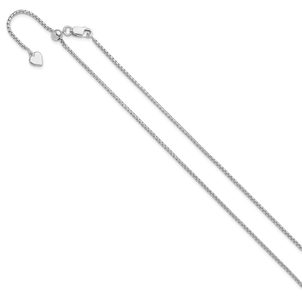 Sterling Silver RH-plated Adjustable 1.5mm Round Box Chain - 1