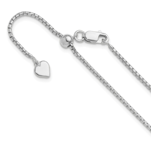 Sterling Silver RH-plated Adjustable 1.5mm Round Box Chain - 0