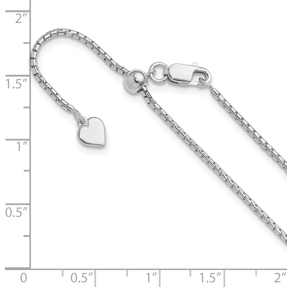 Sterling Silver RH-plated Adjustable 1.5mm Round Box Chain - 5