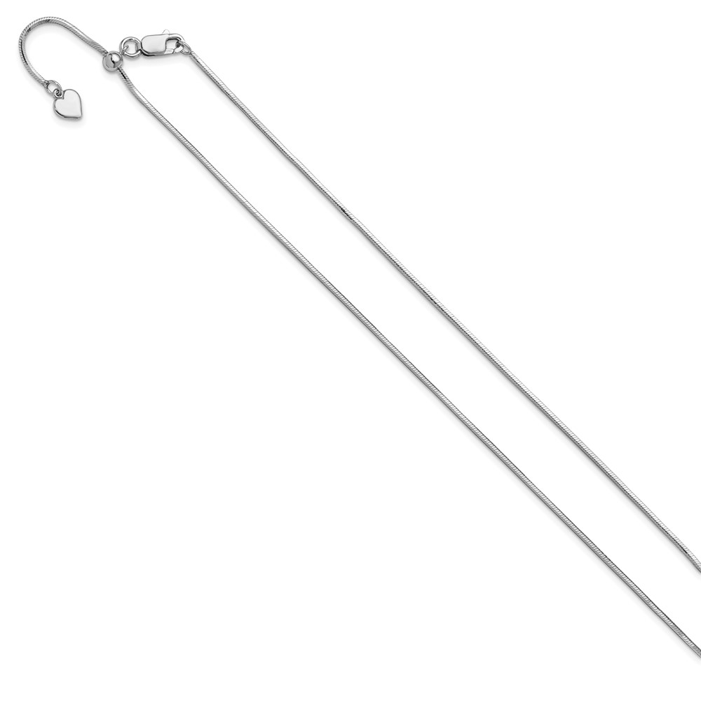 Sterling Silver RH-plt Adjustable 1.2mm D/C Square Snake Chain - 1