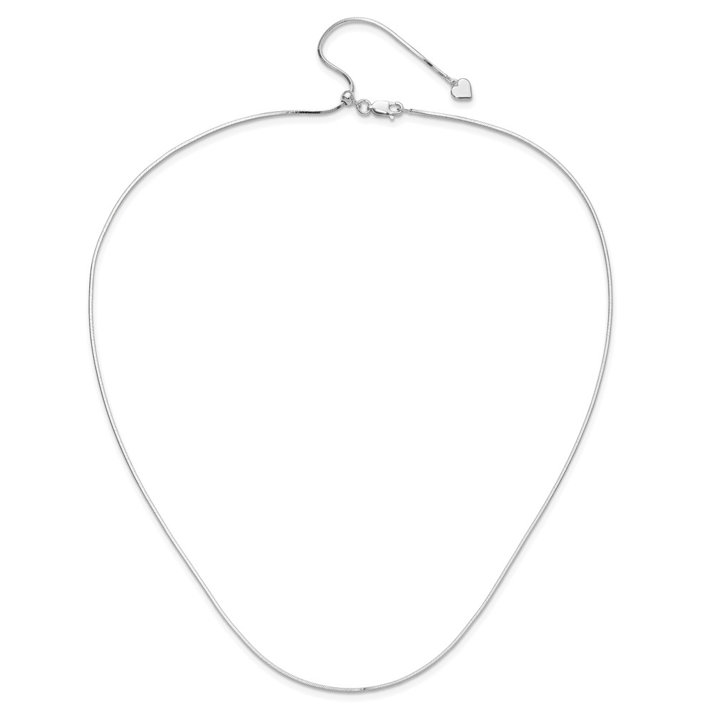 Sterling Silver RH-plt Adjustable 1.2mm D/C Square Snake Chain - 3