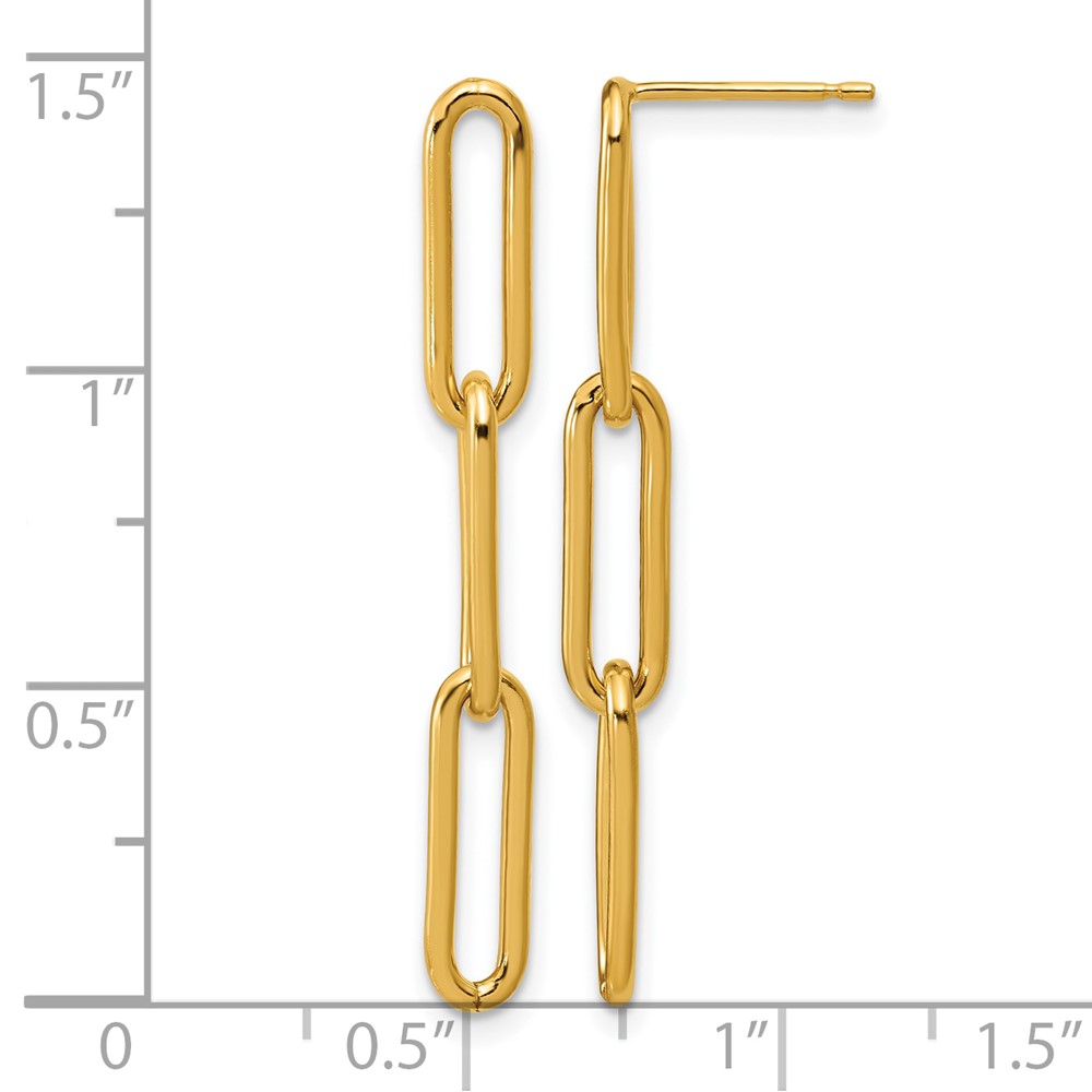 1/20 14K Gold Filled Paperclip Link Post Dangle Earrings - 2 1/20 14K Gold Filled Paperclip Link Post Dangle Earrings - 2