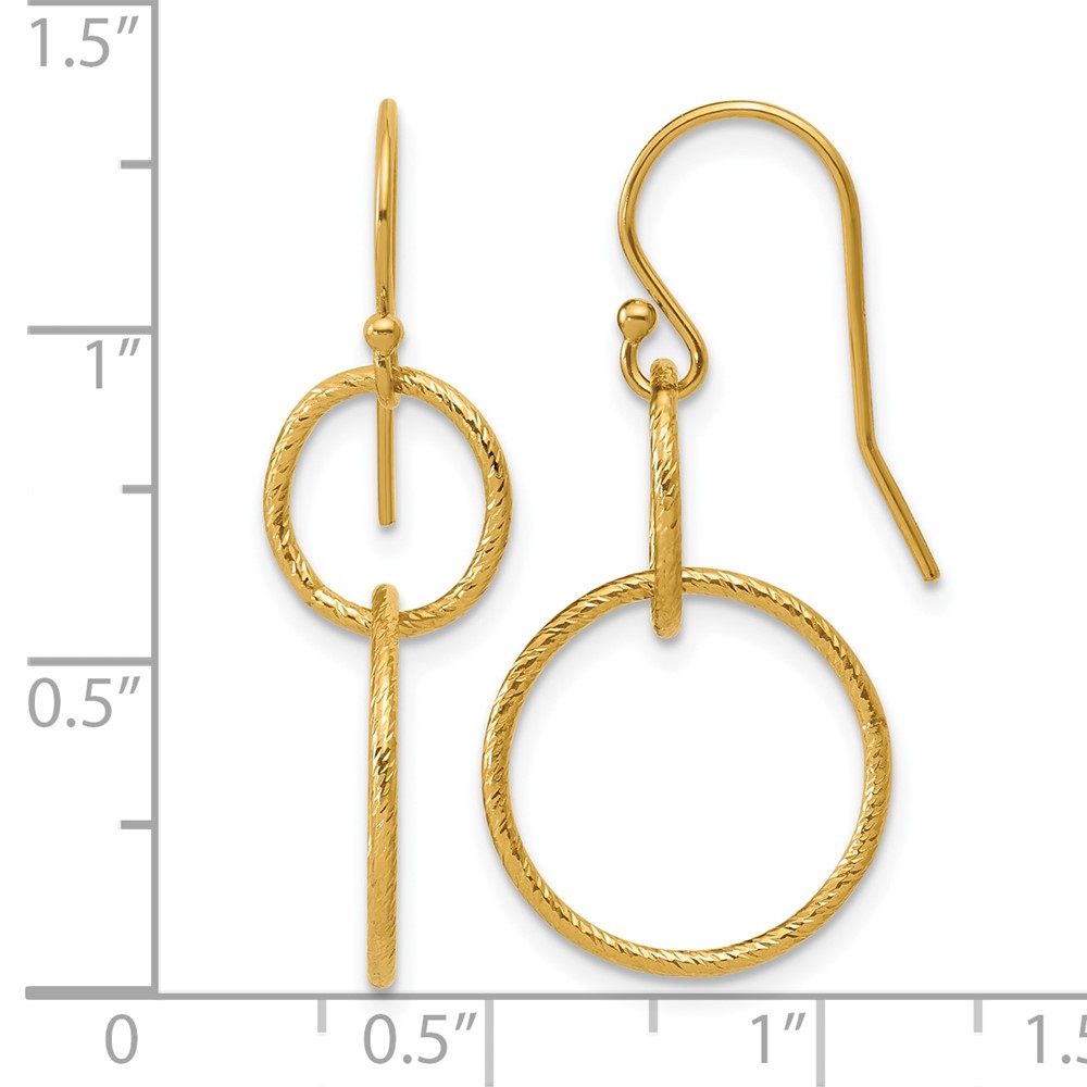 1/20 14K Gold Filled Sparkle Interlocking Circles Dangle Earrings - 2 1/20 14K Gold Filled Sparkle Interlocking Circles Dangle Earrings - 2