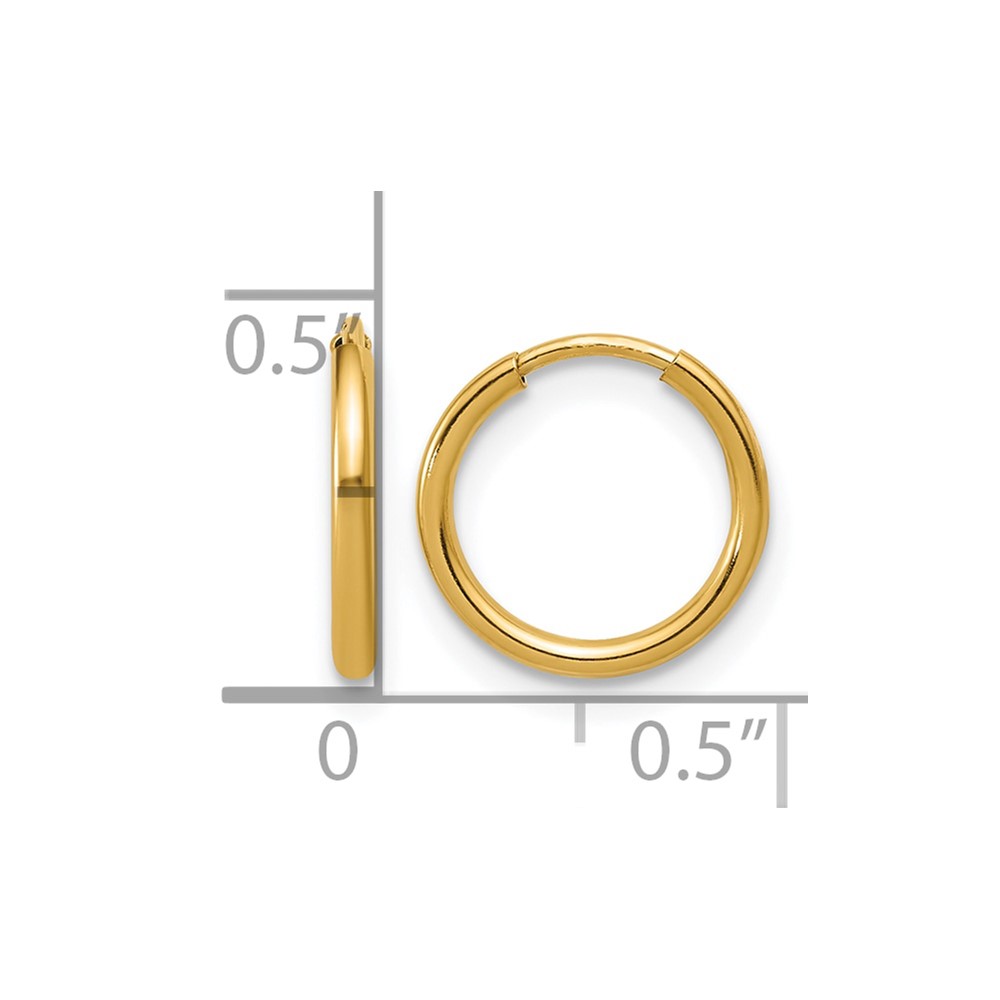 1/20 14K Gold Filled 1.25 x 12mm Endless Hoop Earrings - 2 1/20 14K Gold Filled 1.25 x 12mm Endless Hoop Earrings - 2