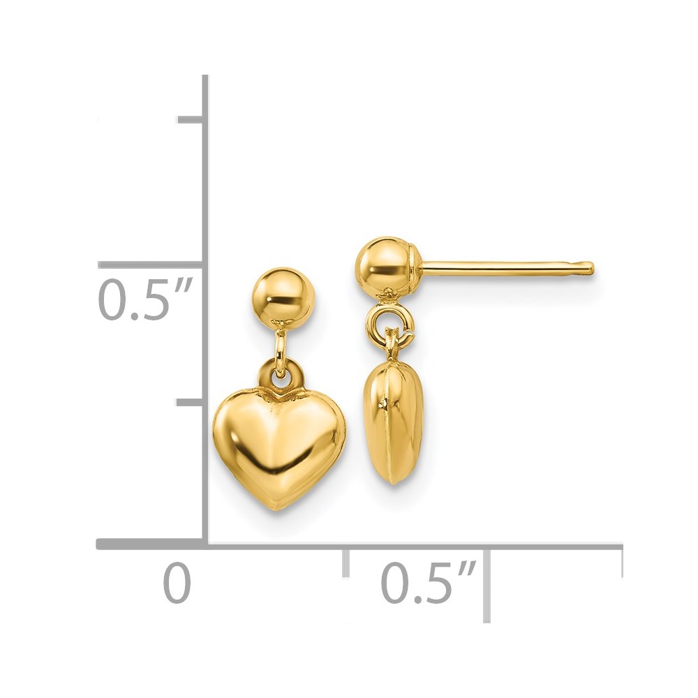 14k Madi K Puffed Heart Post Dangle Earrings - 3