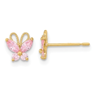 14k Madi K Kids Pink CZ Butterfly Post Earrings - 0