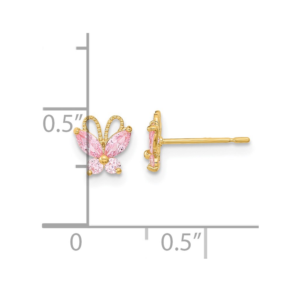 14k Madi K Kids Pink CZ Butterfly Post Earrings - 2