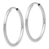 14k White Gold 2x30mm Polished Round Endless Tube Hoop Earrings - 1