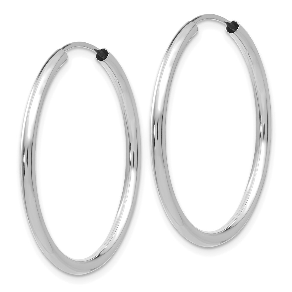 14k White Gold 2x30mm Polished Round Endless Tube Hoop Earrings - 1