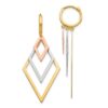 14K Tri-Color Dangle Hoop Earrings - 0