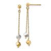 14K Two-tone Polished Beaded Post Dangle Earrings - 0