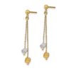 14K Two-tone Polished Beaded Post Dangle Earrings - 1